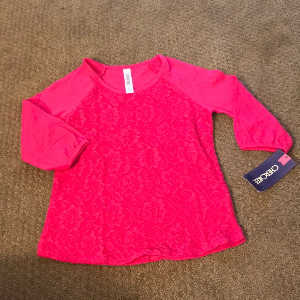 Bright pink lace top